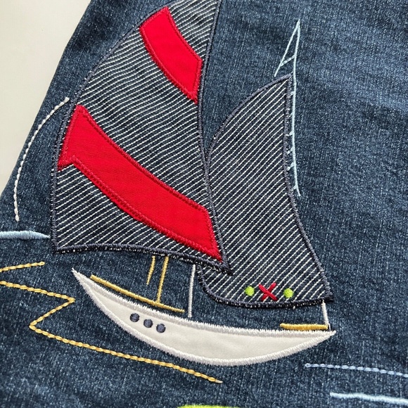 Alia Petites Nautical VEST Size 6P Cotton Spandex Sailboat Red White Blue Denim - Picture 4 of 8